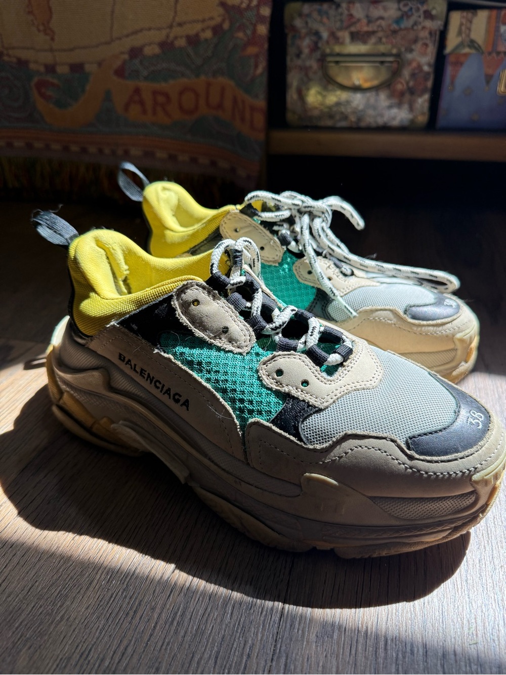 Balenciaga women’s triple S size 38 women Yellow, Teal & Black Triple S Sneakers